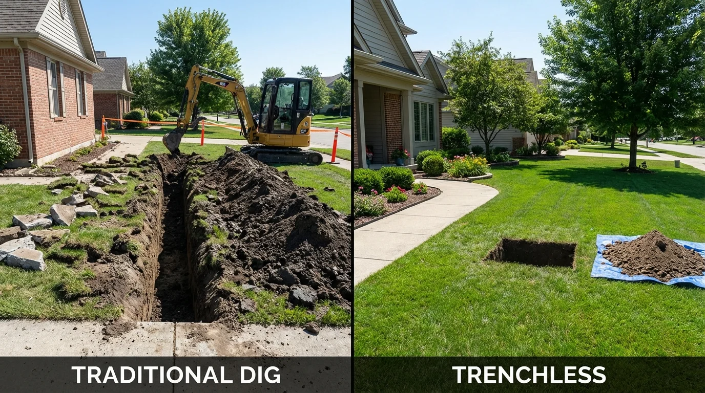 Trenchless sewer repair with minimal yard damage versus traditional excavation in Polson, MT